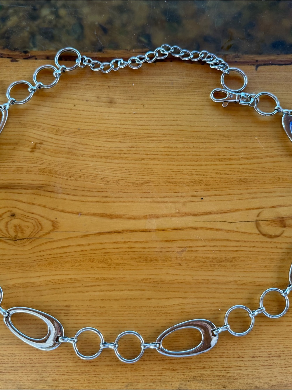 Silver Link Chain Belt with Oval Accents - Women's Jewelry